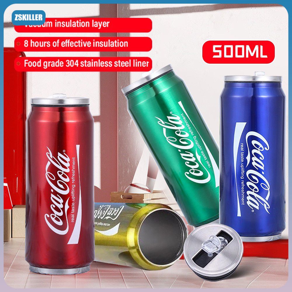 Coca-Cola Stainless Steel Coffee Cup with Straw, 500ML