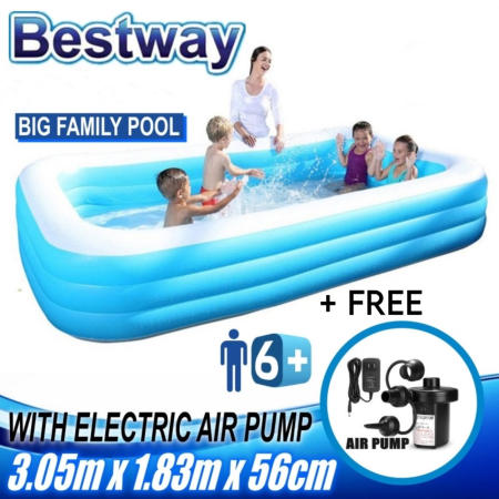 Bestway Family Size Inflatable Swimming Pool with Free Airpump