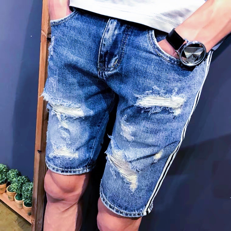 Denim shorts hot sale ripped mens