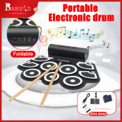 Bansid Portable Roll Up Drum Set with Speakers and Pedals