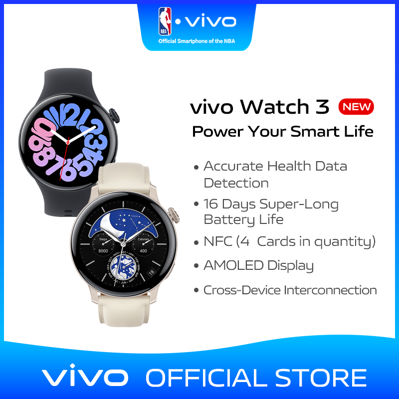 【NEW】vivo Watch 3 /Smartwatch /Accurate Health Data Detection/Cross-Device Interconnection/16 Days Super long battery life/AMOLED Display/36g Light-Weight Design/NFC 4 cards in quantity