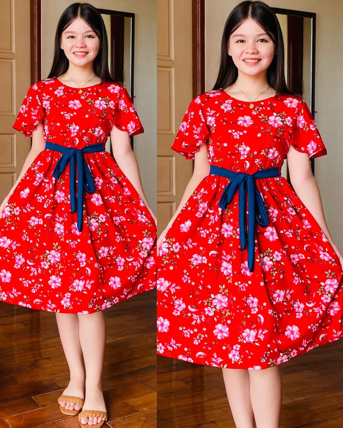 Girls Dresses 2024 Summer Dresses for Older Children, Korean Style, 11-Year- Old Parent-Child Clothes,