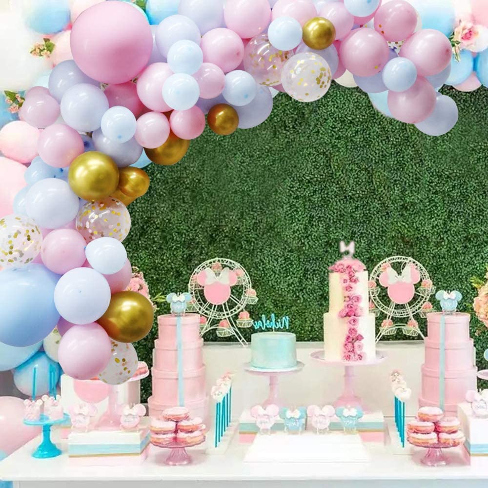 Kiena 127Pcs Pastel Pink Blue Balloon Arch Garland Kit - Macaron Pink Blue  Gold and Confetti Balloons for Birthday Baby Shower Gender Reveal Party  Decorations KB-475