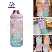 OGMY 2L Motivational Water Bottle with Time Marker & Straw