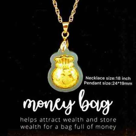 Ultimate amulet jade money bag necklace