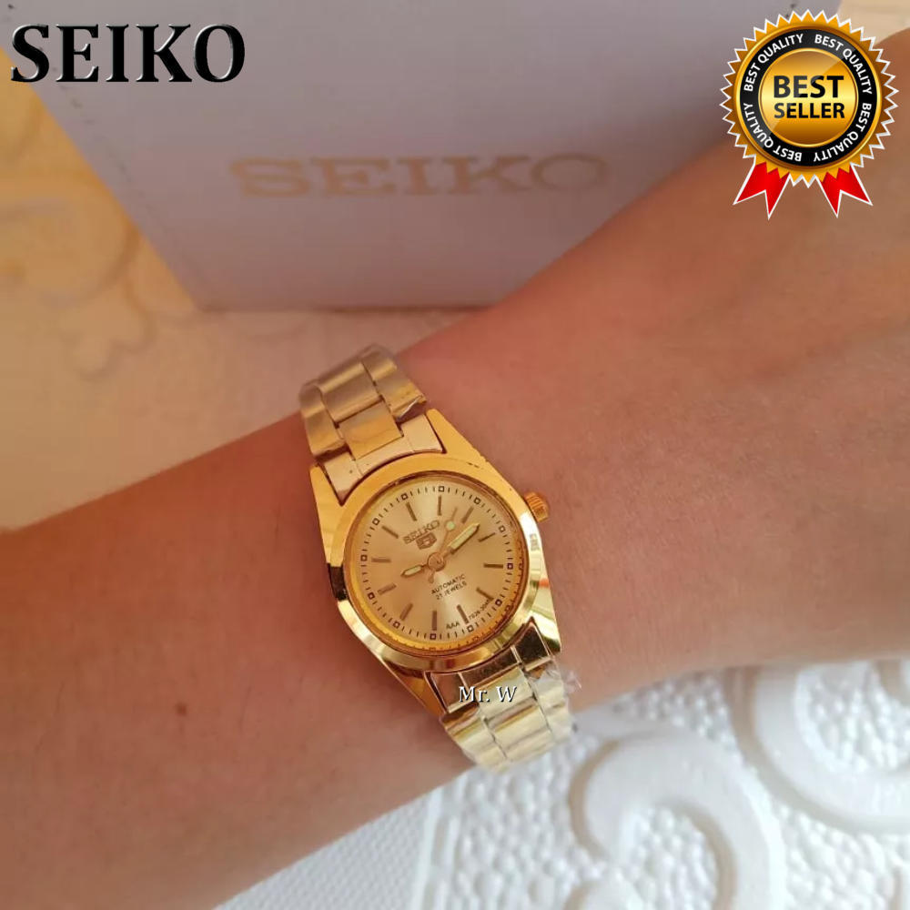 Seiko 5 21 Jewels Automatic Hand Movement All Gold Stainless Steel Watch  for Women(Gold) | Lazada PH
