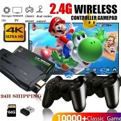 X9 Pro Gaming Console with Dual Wireless Controllers and Android 12 TV Stick