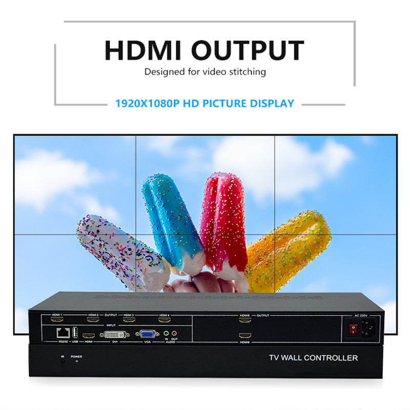 2x3 video wall controller 6 LCD/LED TV output splicing with input USB DVI VGA HDMI port TV Wall processor splicer video wall controller - ยี่ห้อ odm ราคา 16,000 บาท*ส่งฟรี