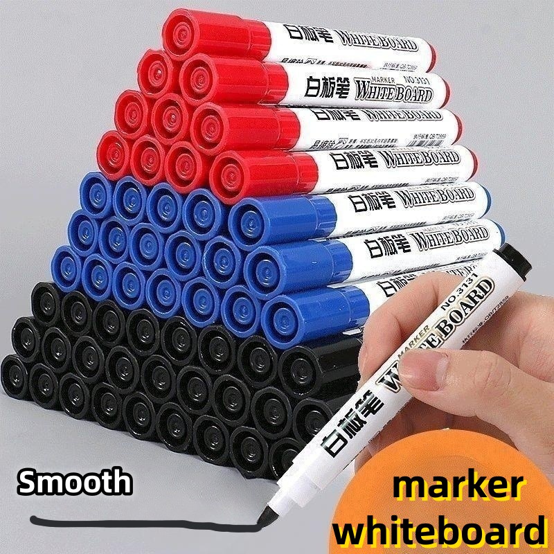 10pcs Whiteboard Marker Set,2.0mm Nib,Black Blue Red High-Volume Ink,Office  Teaching Pen,Clear Handwriting & Easy Erasure L-528