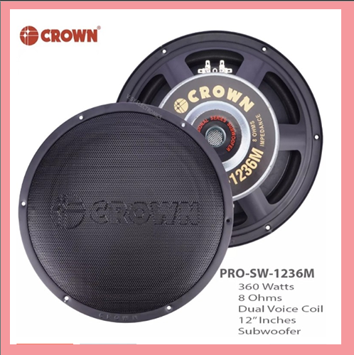 Original Crown 12" Dual Professional Subwoofer Speaker 360W 8 Ohm