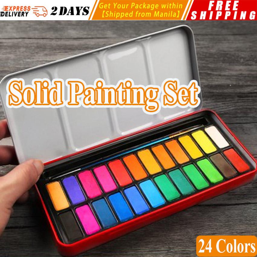 Portable Watercolor Paint Set with Brush Pen - 24 Colors