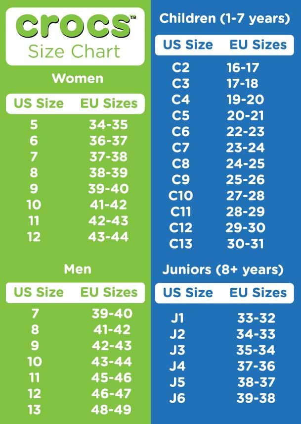 Crocs Size Chart In Cm Online Australia Clc cet edu