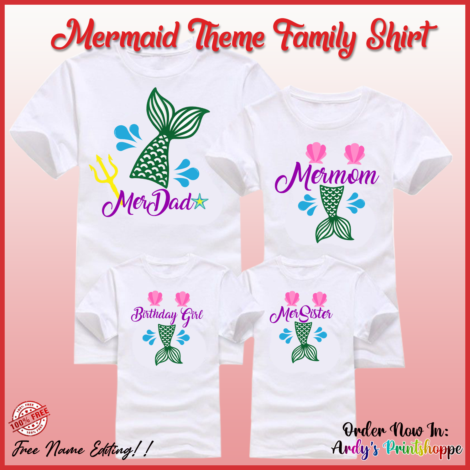 little mermaid family shirts