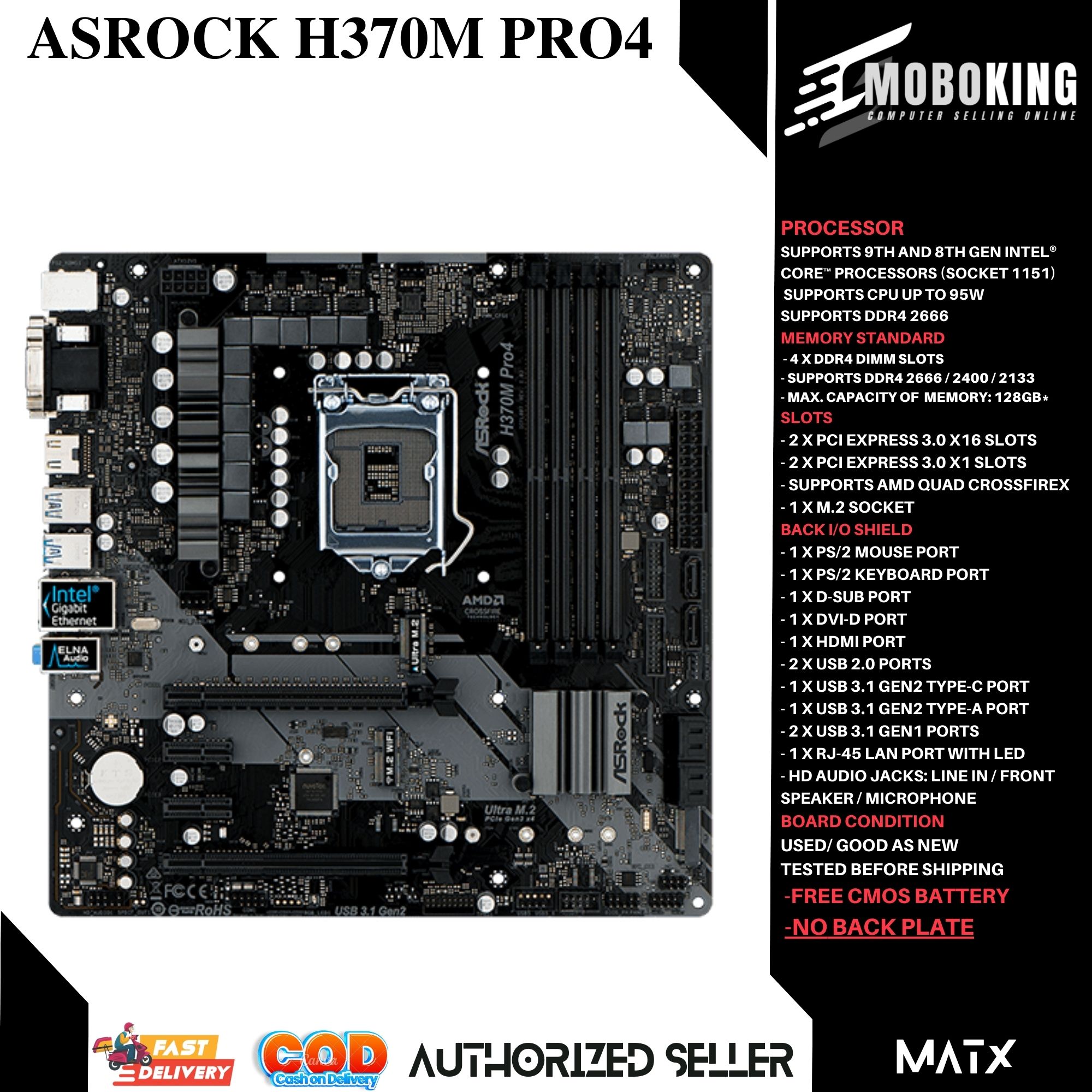 ASROCK　H370M Pro4　LGA1151 ASRock H370M Pro4 LGA 1151 (300 Series) Intel H370 HDMI SATA