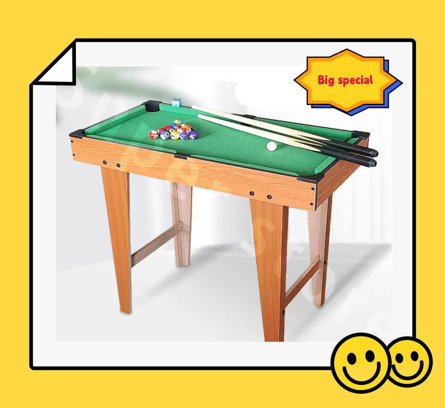 Kids Wooden Mini Billiard Table, 27x14 inches, with Tall Feet