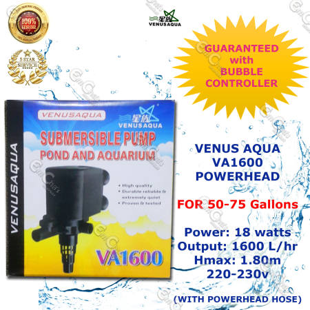 Venus Aqua VA1600 18w Submersible Pump for 50-75 Gals