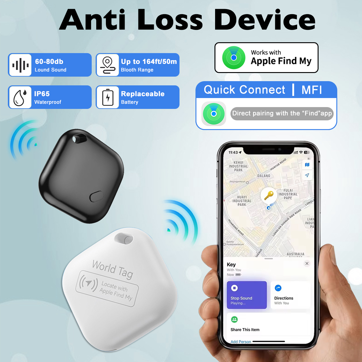 Smart Key Finder Locator, Anti-Lost Wireless GPS Key Tracker, Pet Positioning Tag Tracker, Remote Finder Tracking Device, Easy to Use, Tracker Air Tags for Keys, Phones, Wallet, TV Remote control, Pets, Bag, Backpack, Replaceable Battery Presyo  229 Piso*Libreng Shipping