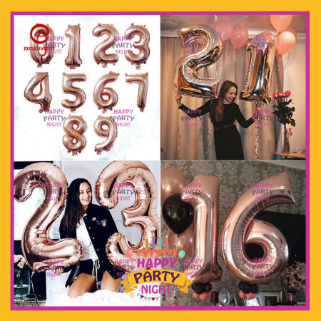 Happy Party 32" Rose Gold Number Foil Balloon Decoration