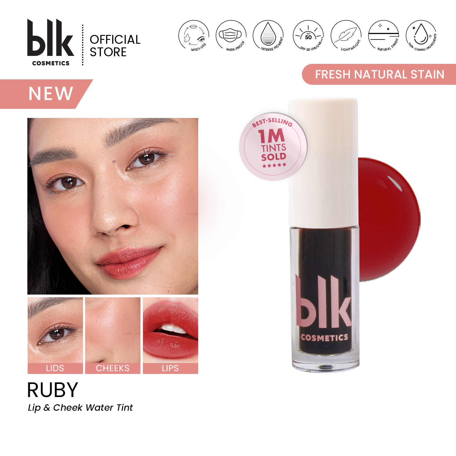 Discount on Blk Cosmetics  shoes - SKU: Blk Cosmetics Fresh Lip And Cheek Water Tint Ruby