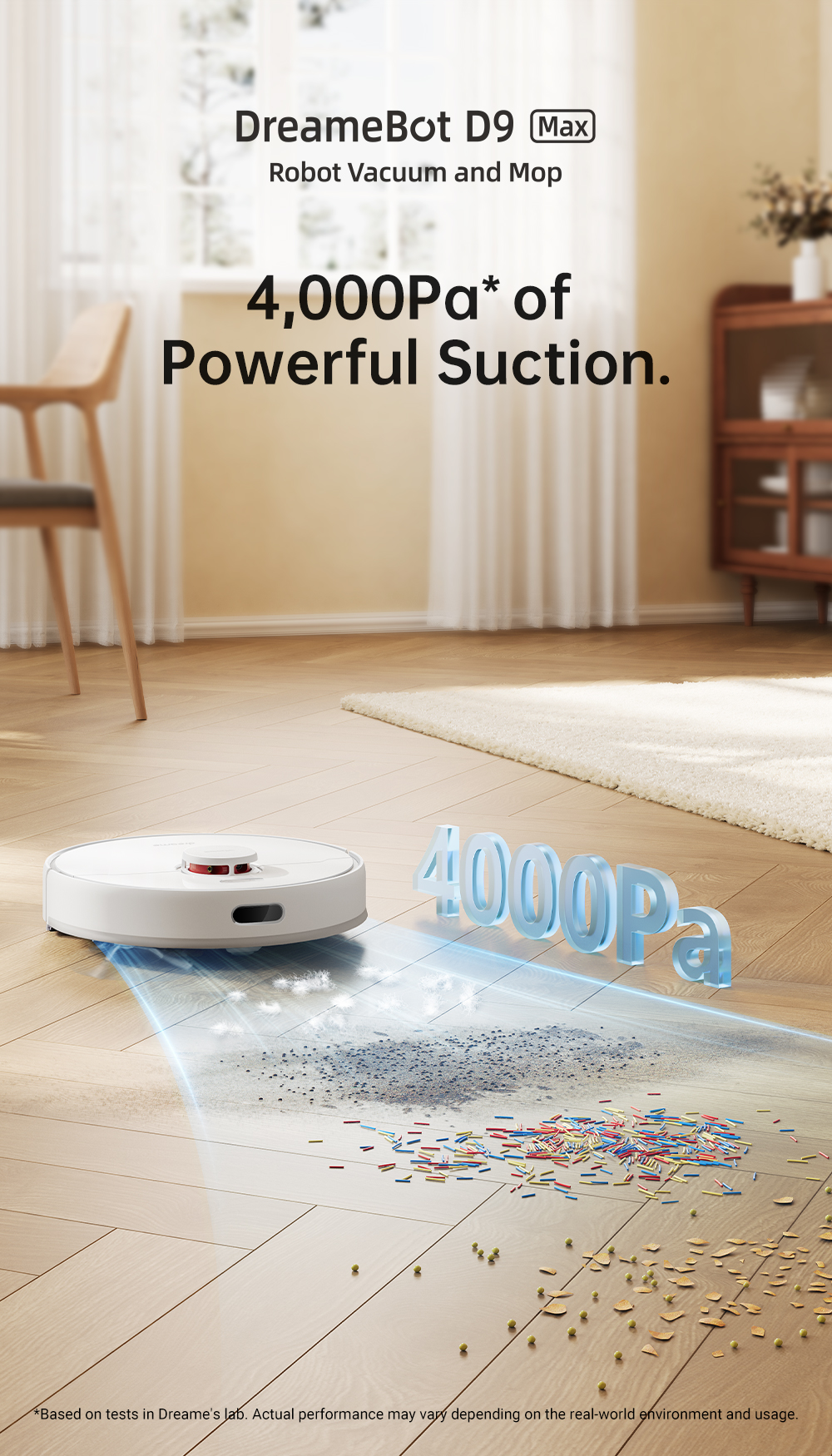 dreame D9 Max Robot Vacuum Cleaner and Mop, 4000Pa Strong Suction, Vacuum  Robot Sweep and Mop 2-in-1, 150min Runtime, Multi-floor Mapping, Lidar