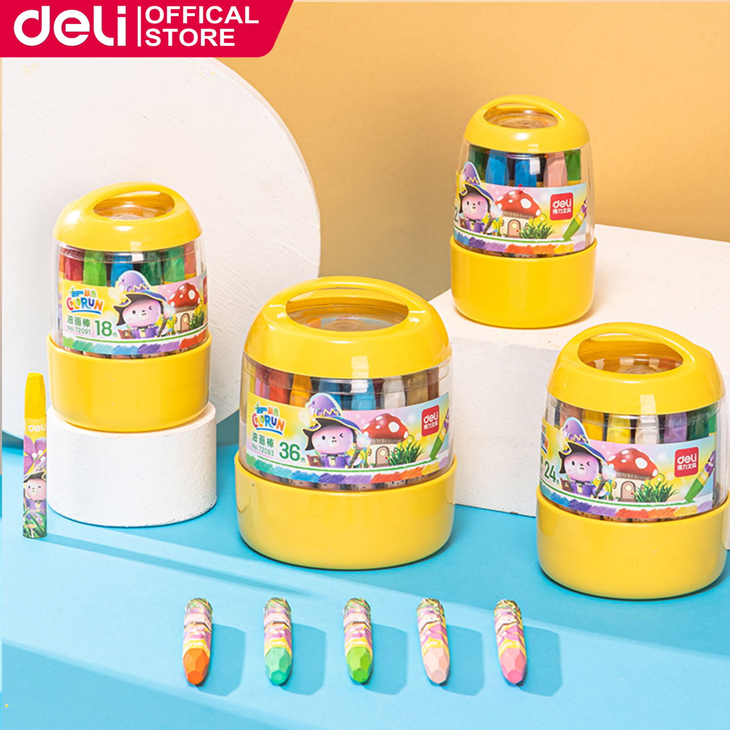 Deli Oil Pastel Art Set, Non-Toxic, 12/24 Colors