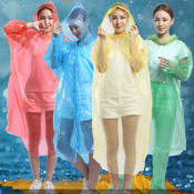 Waterproof Disposable Raincoat with Headgear - Adult Emergency Travel Raincoat