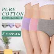 Comfortable Mid-Waisted Cotton Panties with Belly Control - 3 Pack