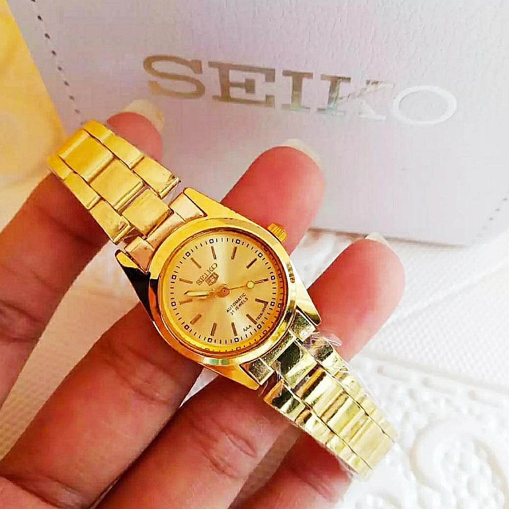 Seiko 5 21 Jewels Automatic All Gold Stainless Steel Watch for Women |  Lazada PH
