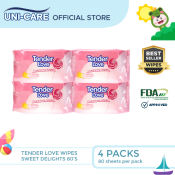 Tender Love Sweet Delights Cleansing Wipes 80's Pack of 4