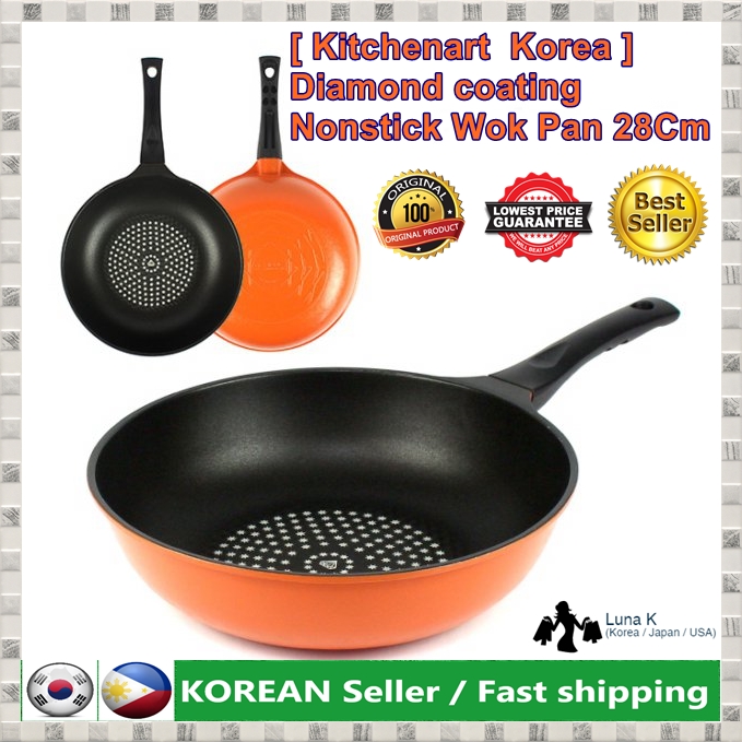 MADE IN KOREA - 3D Diamond Coating Nonstick Wok Frying Pan Cookware 11  (28cm)
