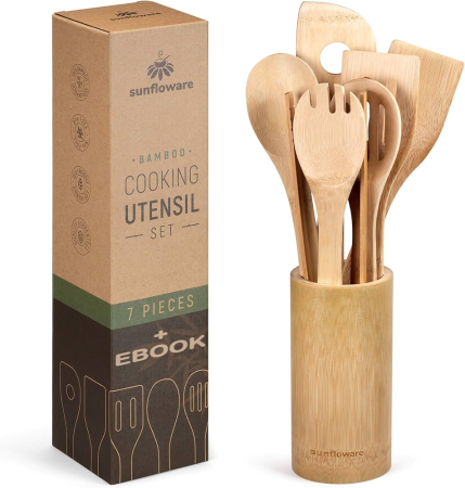 KEWEI 8-Piece Bamboo Cooking Utensils Set