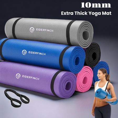 SuperSale 10mm Extra Thick Yoga Mat with Carrying Strap