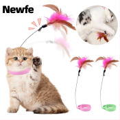 Newfe Cat Teaser Stick Collar Feather Toy Bell Interactive