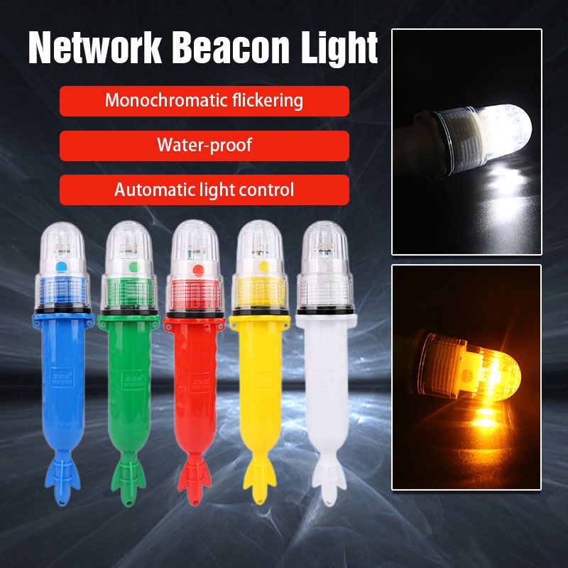 Marine Waterproof Torpedo Blinker Fishing Light Floating Signal Light LED  Net Beacon Flashing Lamp