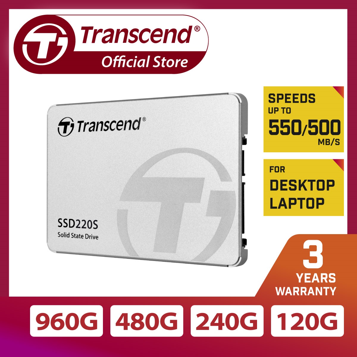 Transcend 500GB 2.5インチ SATAIII SSD TS500GSSD220Q - 内蔵型SSD