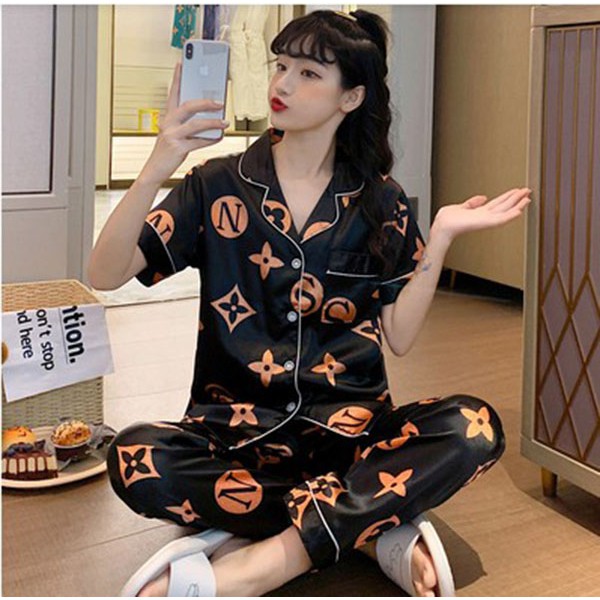 Silk Pajama Set For Women Cartoon Design, Long Sleeve Satin Lounge  Underwear Set, Plus Size, Lingere Home Clothes, Loungewear From Diao01,  $6.93