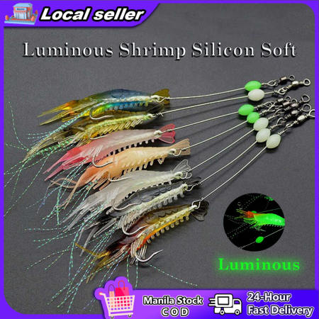 Luminous Shrimp Soft Bait with Hooks - 