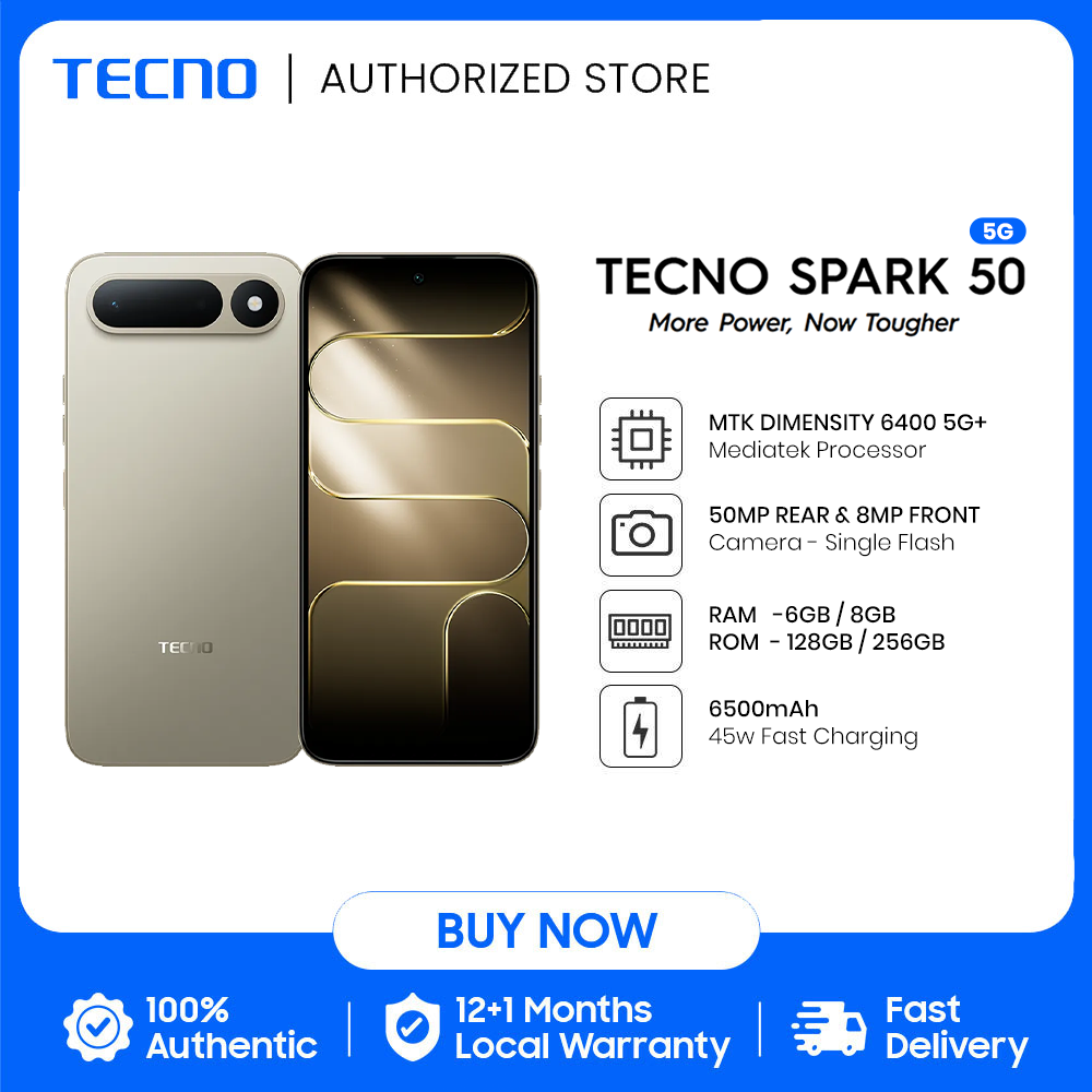 TECNO Spark 50 5G Smartphone (8/256GB, 6/256GB, 4/128GB) / Dimensity 6400 5G+ / 6.78" 120Hz Smooth Display / 6500mAh Fast Charging / Military Grade Shock-Resistance / 50MP FlashSnap Camera - Image 4
