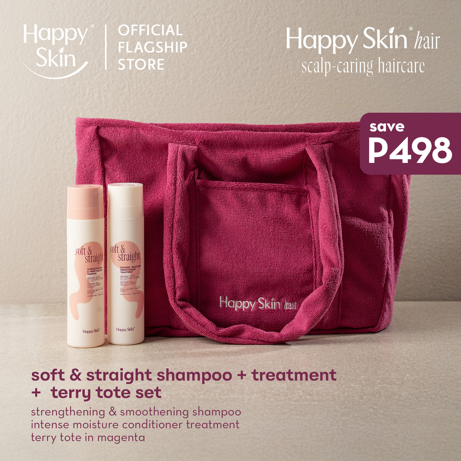 Discount on Happy Skin  shoes - SKU: Happy Skin Hair Shampoo + Treatment + Terry Tote SET
