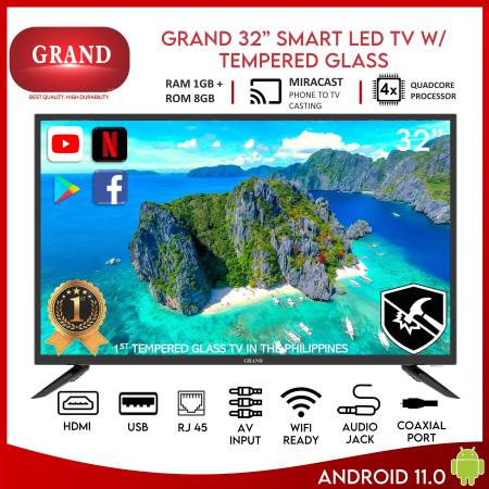 GRAND 32" Smart LED TV w/ Tempered Glass