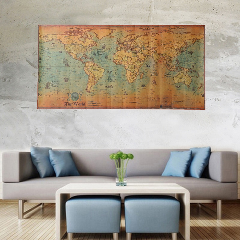 Vintage Retro Kraft Paper Design Poster Wall Sticker Living Room Decor x 1