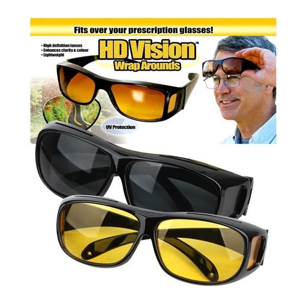 HD Vision Anti Glare Night View Driving Glasses Wrap Around Sunglasses Set of 2