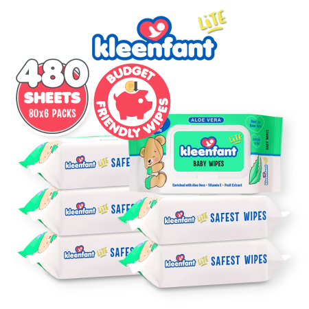 Kleenfant Lite Aloe Vera Baby Wipes - 6 Pack