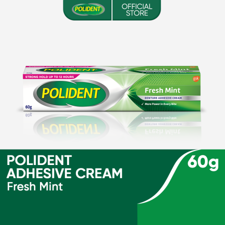 Polident Denture Adhesive Cream: Fresh Mint, Strong Hold, Comfort