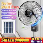 Solar Electric Fan with LED lights, Portable Rechargeable Outdoor Fan