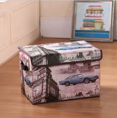 Cartoon style school bus style fabric storage basket Cotton Linen Creative Storage box (3)