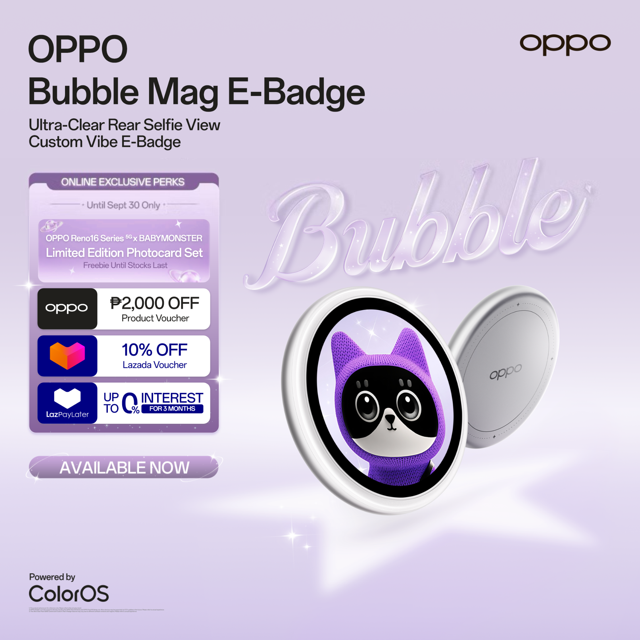 [NOW AVAILABLE] OPPO Bubble Mag E-Badge / Ultra-Clear Rear Selfie View / Custom Vibe E-Badge