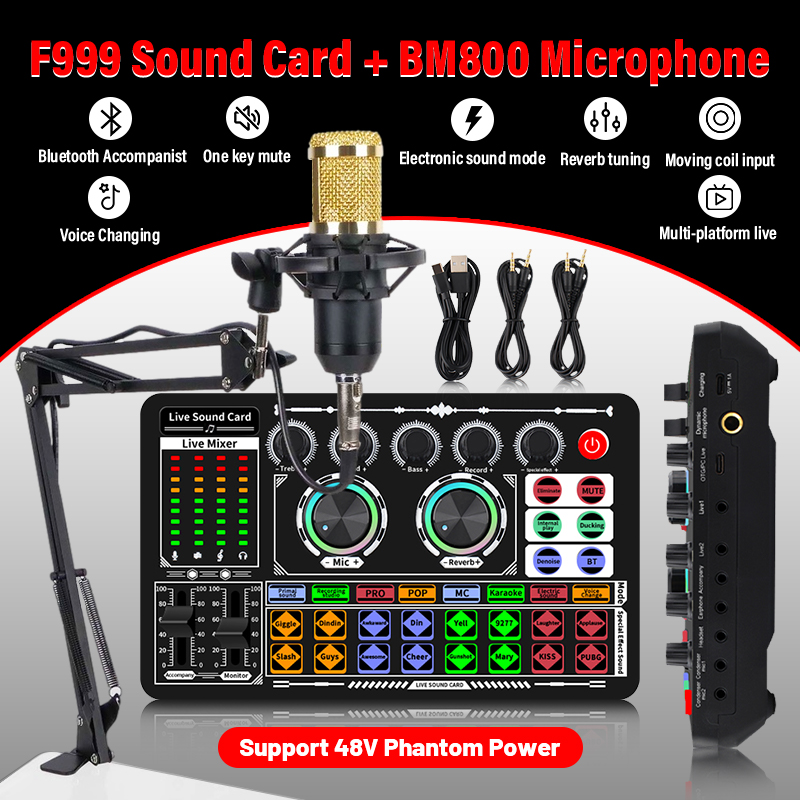 WETI F999 Live Sound Card with Condenser Microphone