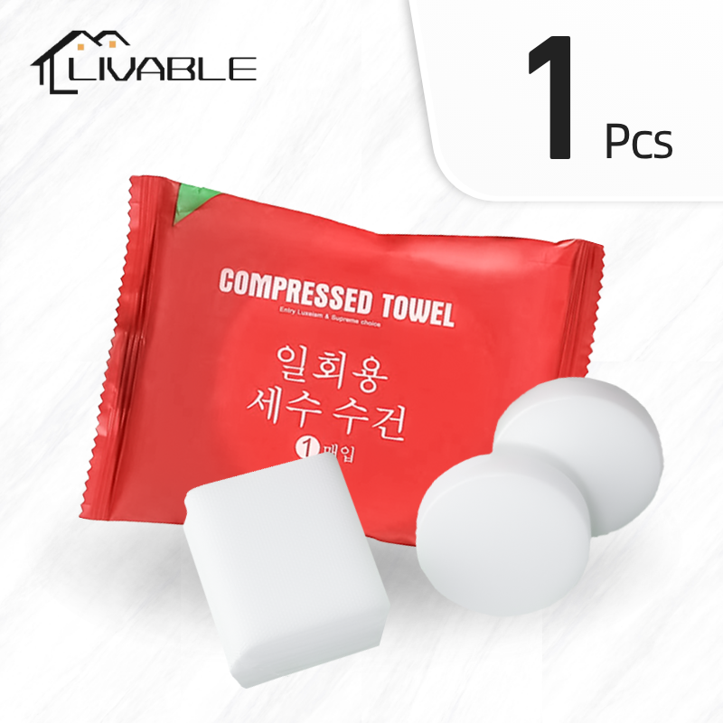 LIVABLE Cotton Compressed Bath Towel Travel Disposable Towel Portable Washable Towel Friendly Thick Face Towel Unisex - Image 4