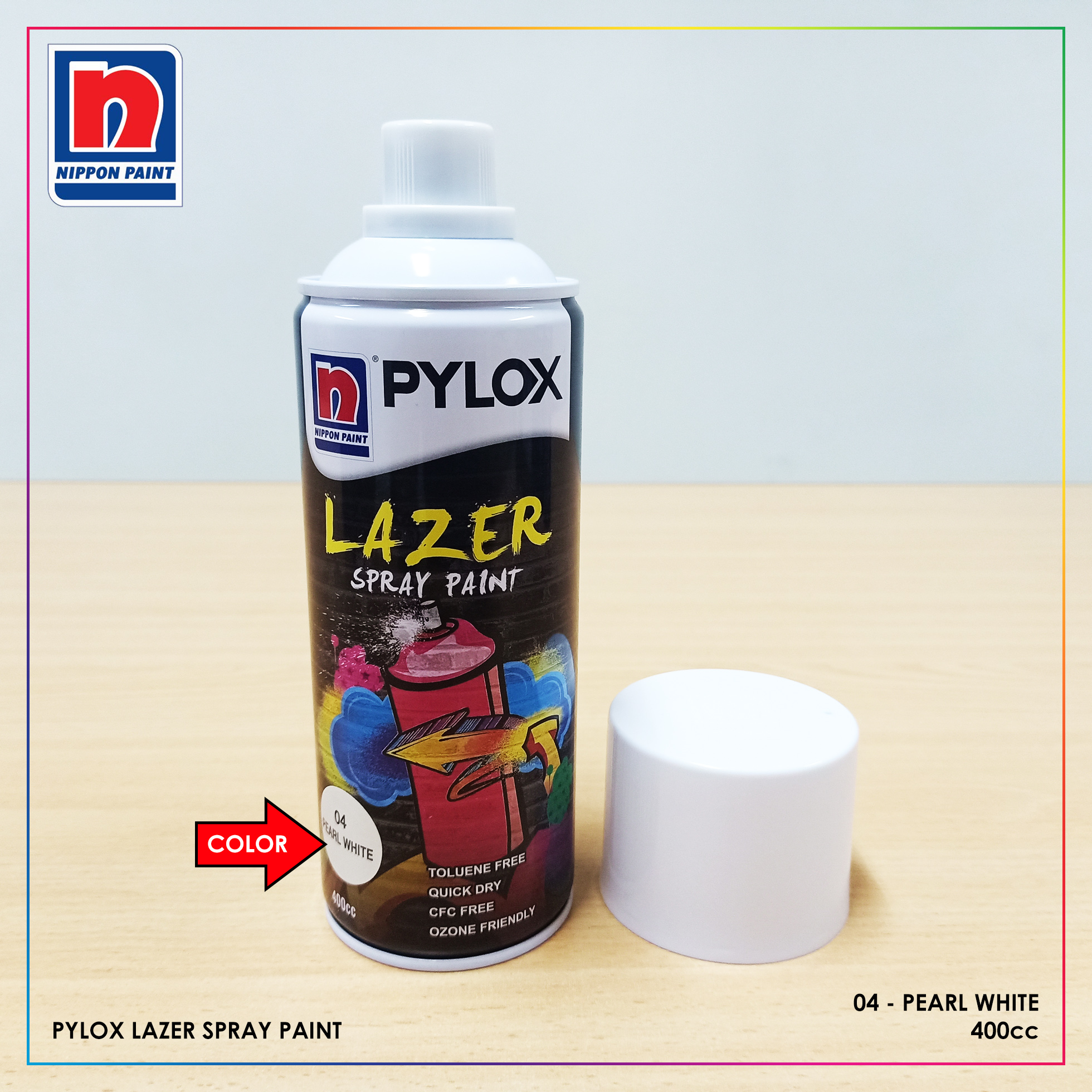 Pylox Lazer Spray Paint Pearl White PLZ004 400cc